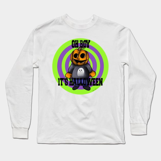 Oh Boy It’s Halloween Long Sleeve T-Shirt by Kitopher Designs